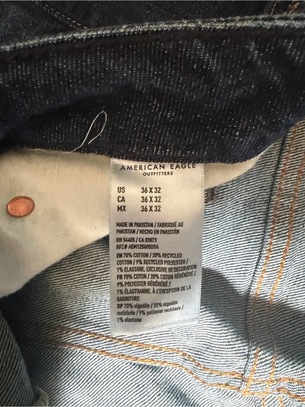 American Eagle Dark Wash Athletic Straight Jeans 36x32